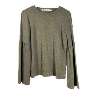 Michael Stars Women's Bell Sleeve Crewneck Long Sleeve Shirt Green Size S